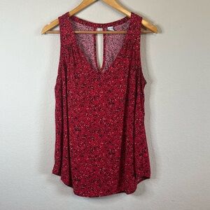 Old Navy Red Abstract Dots Lightweight Sleeveless Flowy Shirt Top Size Large